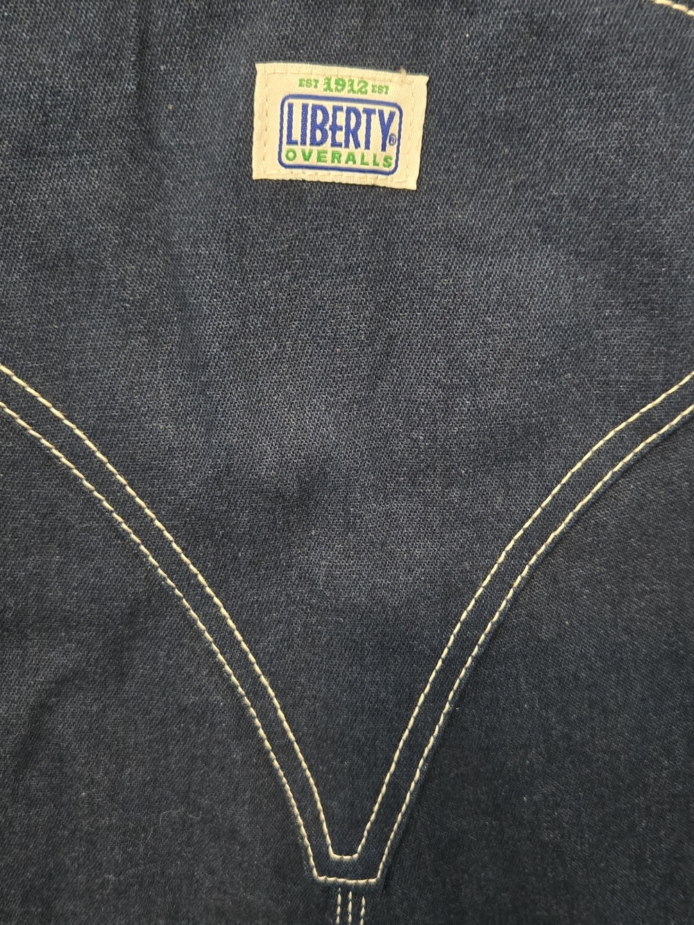 liberty Dark Blue Denim Relaxed Men's Overalls with Green Trim NWTAGS, 08/2014 - Picture 5 of 15